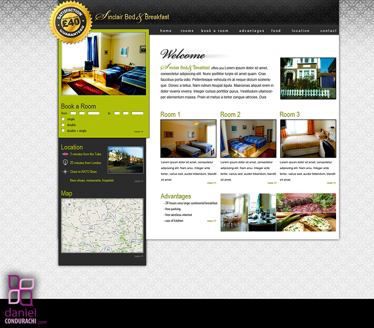 Website Layout Design - Sinclair Bed & Breakfast London